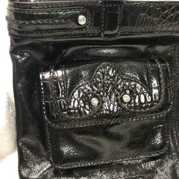 Vintage Brighton Black Patent Leather Shoulder Hand Bag - Picture 4 of 13